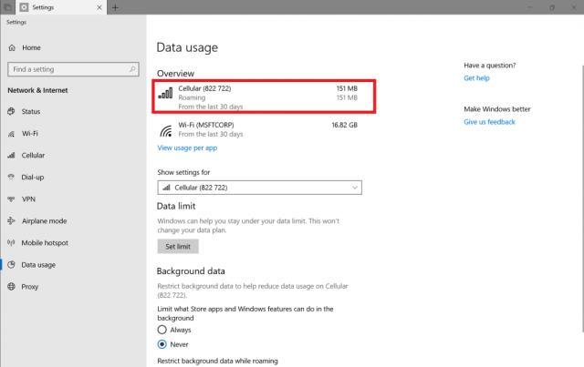 Settings open to Data Usage page, showing 138 MB of roaming data used 