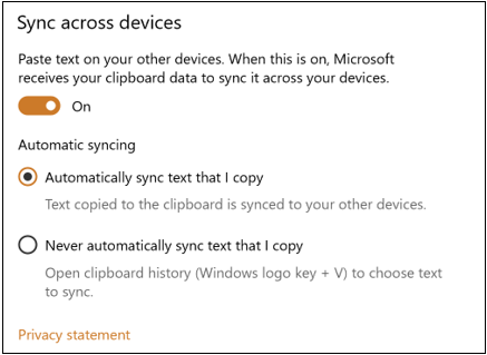 Copy and paste across devices