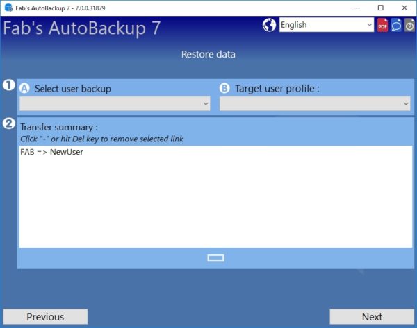 How to restore profile from Fab's AutoBackup 7 Pro