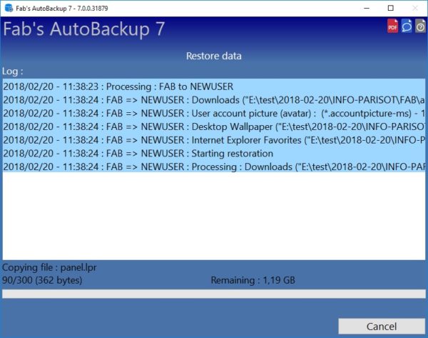 How to restore profile from Fab's AutoBackup 7 Pro