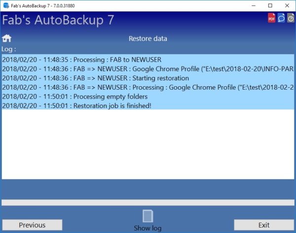 How to restore profile from Fab's AutoBackup 7 Pro