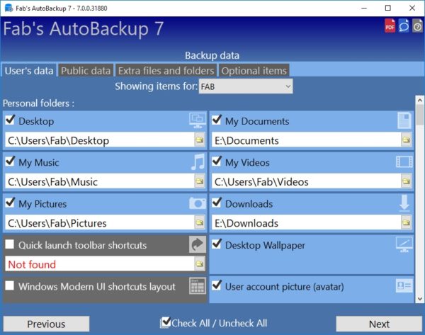 How to backup using Fabs Backup Pro