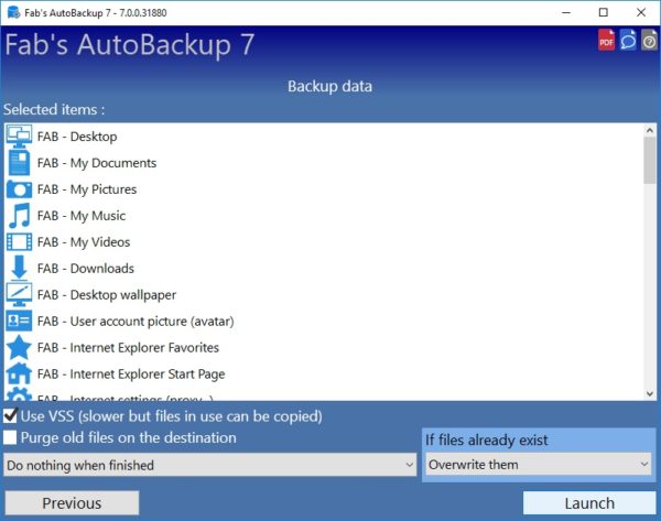 How to backup using Fabs Backup Pro