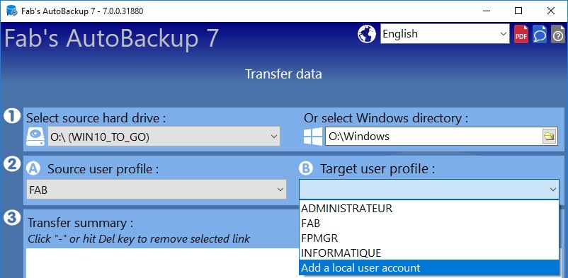 How to transfer profiles using Fab's AutoBackup 7 Pro