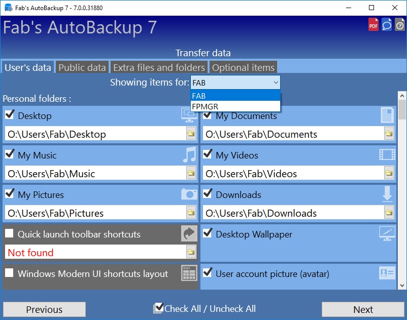 How to transfer profiles using Fab's AutoBackup 7 Pro