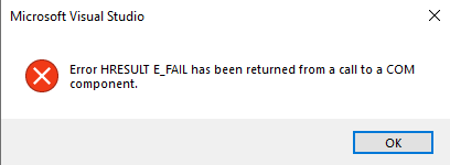 Error HRESULT E_FAIL